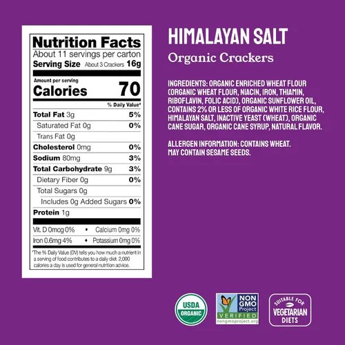 Miniatura 4 de Milton's Organic Crackers - Paquete variado de galletas (varios granos, aceite de oliva y sal marina, sal del Himalaya), certificado orgánico
