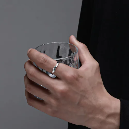 Miniatura 18 de Anillo de plata de ley 925, minimalista, ajustable, hecho a mano, para mujeres y niñas