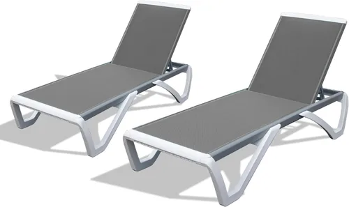Miniatura 10 de Domi - Tumbona para exteriores, sillón ajustable de aluminio para patio, silla de piscina de plástico para terraza, césped, patio trasero