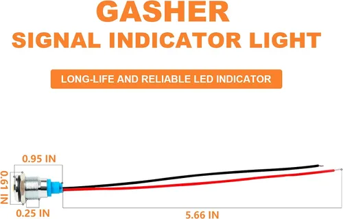 Miniatura 4 de GASHER Luz indicadora de ahorro de energía de 110V/24V/12V 20mA Tamaño del orificio de montaje 0.472 in (1/2 pulgada) Verde, Amarillo, Rojo, Azul