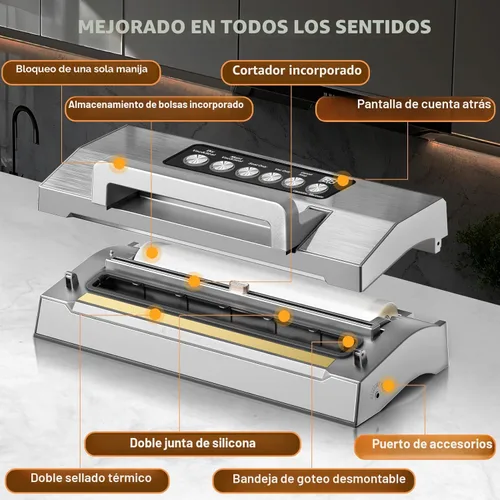 Miniatura 6 de Máquina Selladora al Vacío de Alimentos de Precisión, Sistema de Sellado al Vacío Completamente Automático POWOT, Saver de Alimentos al Vacío Pro