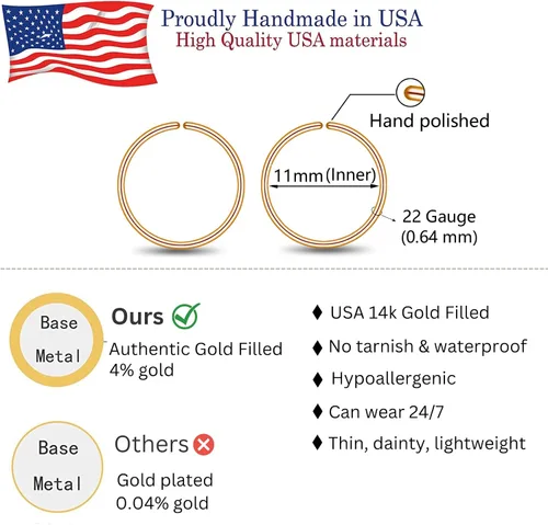 Miniatura 91 de Small Gold or Sterling Silver Huggie Hoop Earrings for Women Cartilage Nose Helix Tragus