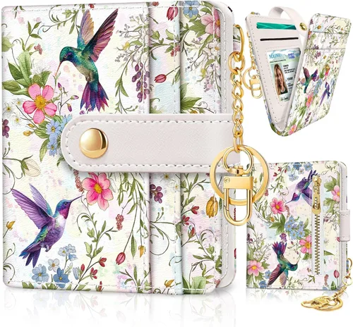 Miniatura 44 de Jogjam Cartera pequeña para mujer, Rfid delgada y compacta para tarjetas de crédito, billetera plegable de piel sintética, bolsillo con cremallera