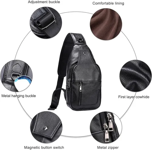 Miniatura 86 de LUKZIJAES Bolso bandolera de cuero genuino para hombre