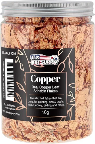 Miniatura 8 de U.S. Art Supply Schabin - Copos dorados de lámina metálica (paquete de 3), botellas de cobre de imitación de 0.45 oz (10 g), copos de hoja de metal