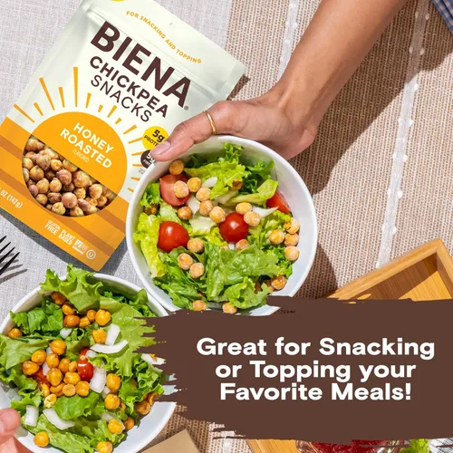 Miniatura 7 de BIENA Chickpea Snacks - Garbanzos tostados crujientes - Snacks ricos en fibra y proteína para adultos y niños - Paquete de 4, bolsas de 5 onzas