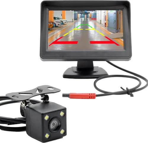 4.3 pulgadas TFT LCD coche monitor vehículo vista trasera reversa coche cámara LED aparcamiento sistema para coches, camiones, camionetas, SUV,