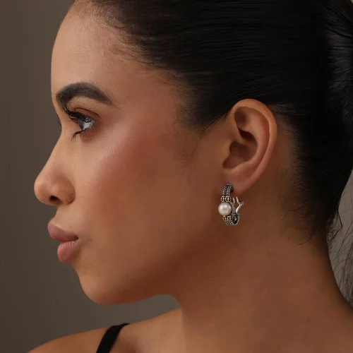 Miniatura 2 de LeCalla Aretes de plata de ley 925 con espalda Omega para mujer Aretes de tuerca Omega con clip Aretes de tuerca Omega con clip