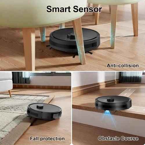 Miniatura 8 de Combo robot de aspiradora y trapeador, aspiradoras robóticas con navegación LiDAR, mapeo inteligente, fuerte succión, con WiFi/App/Alexa/control