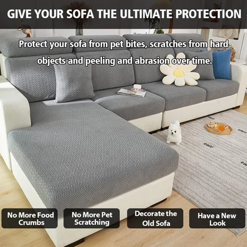 Miniatura 4 de Funda universal para sofá resistente al desgaste, protector de sofá elástico antideslizante, se adapta a sofás seccionales, de 3/4 plazas, lavable a