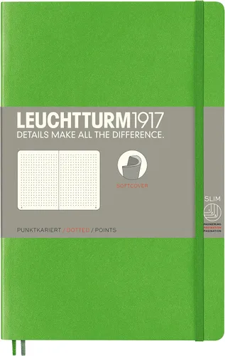 Miniatura 36 de LEUCHTTURM1917 - Cuaderno de tapa blanda de tapa blanda B6+ - 123 páginas numeradas para escribir y escribir en diario (Doted, Sage)