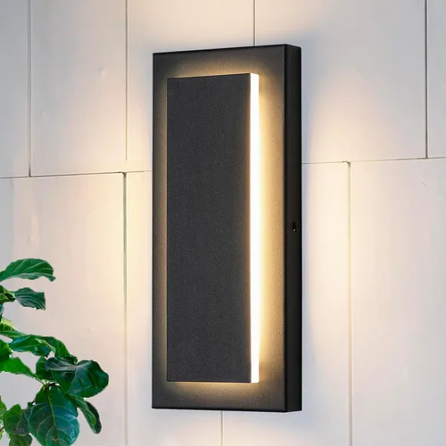 Miniatura 17 de Lámparas de porche delantero de 2 niveles, moderno aplique de pared negro para exteriores, luces exteriores LED impermeables de 15.7 pulgadas, luces