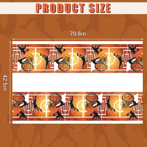 Miniatura 2 de Tatuo Paquete de 1 mantel rectangular desechable de plástico para baloncesto, impermeable, para decoración de fiestas de cumpleaños, día de juego