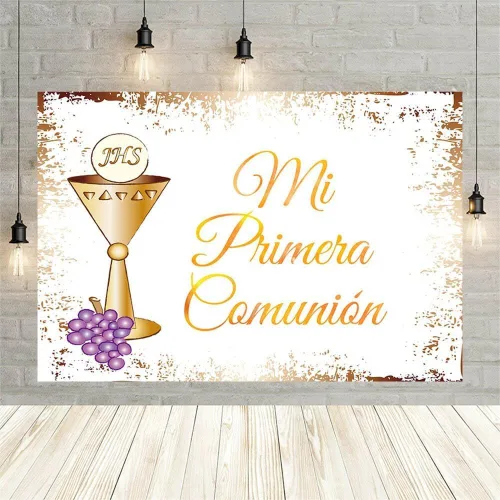 Miniatura 5 de Fondo de comunión Mi Primera de 7 x 5 pies para la primera comunión de niños y niñas, decoración de fiesta de baby shower, decoración para tartas