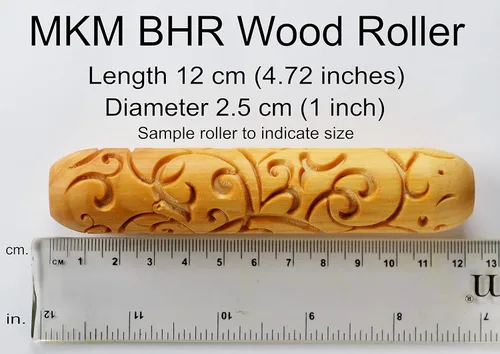 Miniatura 3 de MKM Pottery Tools Rodillos de mano grandes de madera para arcilla (BHR-01 Diagonal Basketweave)