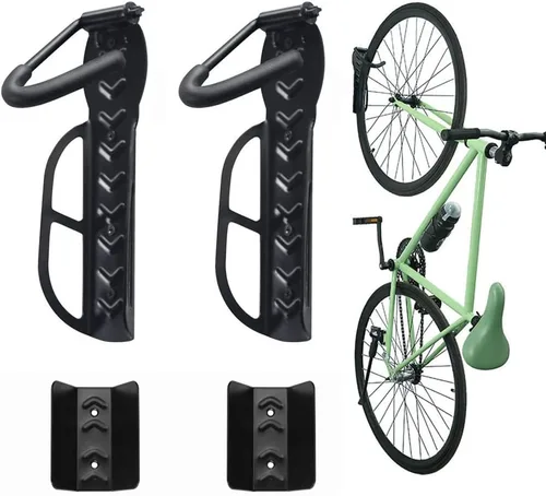 Miniatura 8 de Wallmaster Estante de almacenamiento para bicicletas para garaje, colgador de bicicletas de montaje en pared, paquete de 2 ganchos verticales