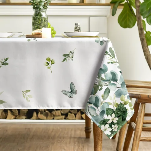 Miniatura 4 de Horaldaily Mantel rectangular de primavera y verano de 52 x 70 pulgadas, mantel floral de eucalipto para decoración de fiestas, pícnic, cenas