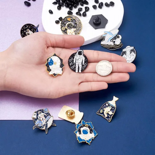 Miniatura 134 de Pandahall - Broches esmaltados de aleación con varios temas, broche de solapa, juego de pines esmaltados