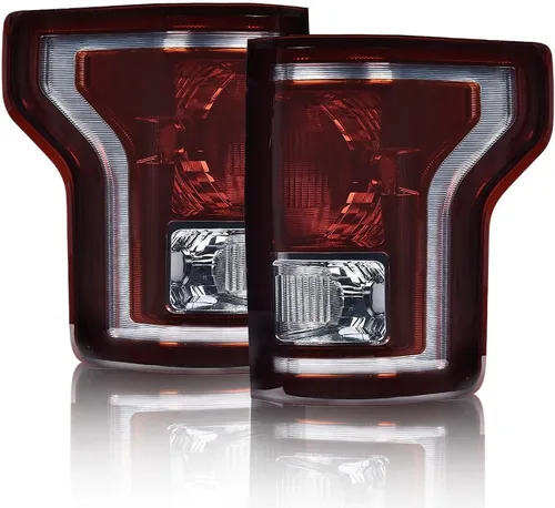 Miniatura 10 de CNNELL Luz trasera compatible con Ford F150 SSV 2016-2017/Compatible con F150 2015-2017 (submodelo: Lariat, XL, XLT) Halógeno lado derecho del Rojo