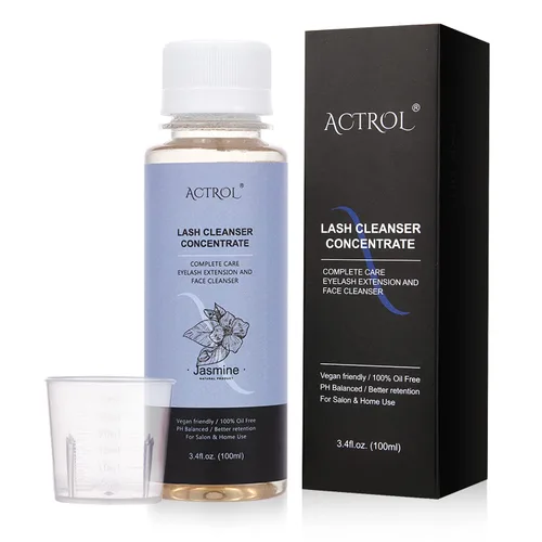ACTROL Limpiador de pestañas concentrado de 3.4 fl oz Jasmine Professional Lash Shampoo limpiador espumoso sin parabenos ni sulfatos lavado para