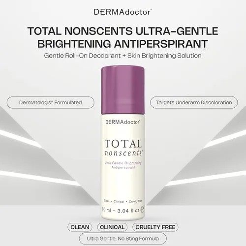 Miniatura 2 de DERMAdoctor Antitranspirante para mujeres con piel sensible, iluminador ultra suave Total NonScents, desodorante antitranspirante de fuerza clínica