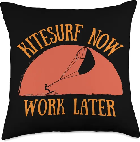 Miniatura 4 de Funny Kitesurf Now Work Later Tee For Kitesurfing Lovers Throw Pillow