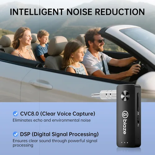 Miniatura 4 de Transmisor y receptor Bluetooth 5.3, adaptador de audio Plug and Play de 0.138 in, adaptador inalámbrico auxiliar para automóvil y auriculares