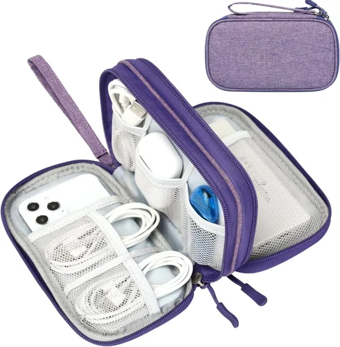 Miniatura 40 de FYY Organizador electrónico, organizador de cables de viaje, bolsa de transporte para accesorios electrónicos, portátil, impermeable, doble capa