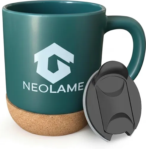 Miniatura 8 de NeoLame - Taza de café de cerámica con fondo de corcho y a prueba de derrames, taza de café reutilizable para el hogar o el trabajo, conservación