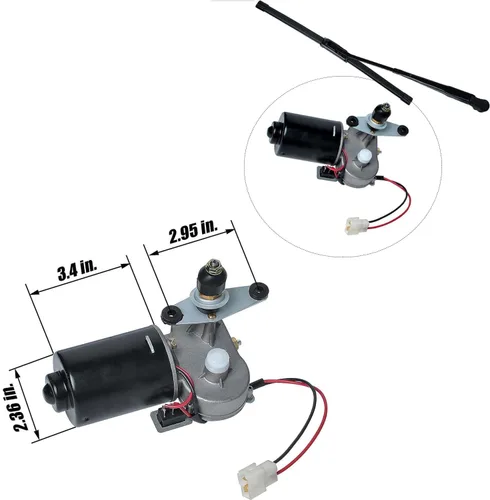 Miniatura 5 de Kit de limpiaparabrisas UTV universal, 2 piezas de motor de limpiaparabrisas eléctrico de 90 grados de 16" 12V compatible con Polaris Kubota