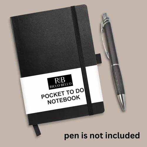 Miniatura 7 de RICCO BELLO - Cuaderno de lomo pegado con marcador Sin fecha, piel sintética, soporte para bolígrafo, planificador de productividad