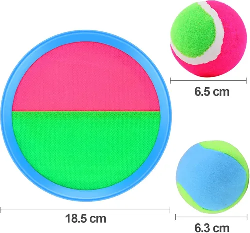 Miniatura 2 de Aneco Juego de palas de disco y pelota de lanzamiento con bolsa de almacenamiento, 6 paletas y 6 pelotas Azul claro
