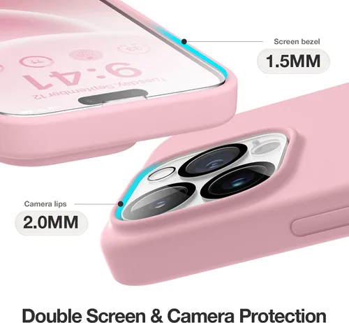 Miniatura 344 de GONEZ Funda de silicona para iPhone 15 Pro Max, compatible con Magsafe, protector de cámara + protector de pantalla, forro de microfibra suave