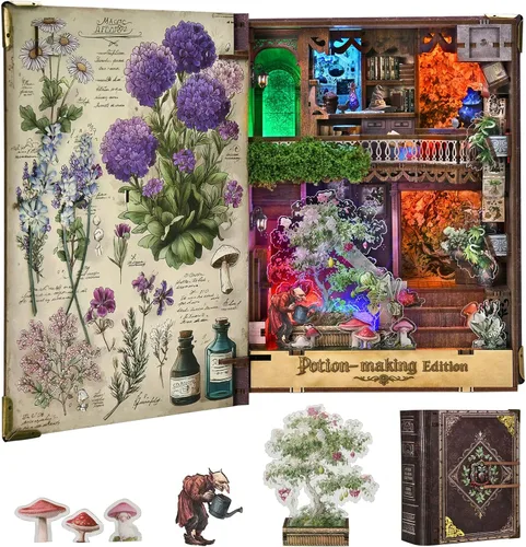 Miniatura 26 de CCCDF Kit de rincón de libros, rompecabezas de madera 3D para adultos, adolescentes, kit de bricolaje en miniatura para casa de muñecas, soporte