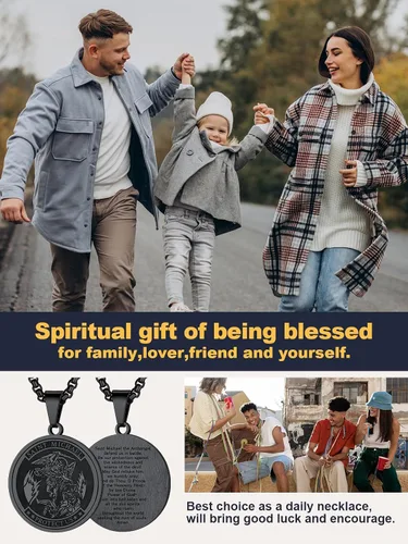 Miniatura 221 de U7 Saint Benedict/Michael Medal Necklace, 316L Stainless Steel Virgin Mary Necklace for Men Women, Bible Verse Protection Necklace Catholic
