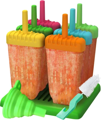 Ozera Moldes para paletas de hielo, juego de 6 moldes reutilizables para helados, moldes para hacer paletas de helado con embudo de silicona y