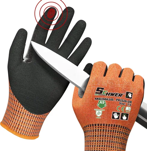 Miniatura 28 de Guantes de trabajo resistentes a los cortes de nivel más alto ProGuard PR3326 de Schwer para protección extrema, guantes ANSI A9 con pulgar
