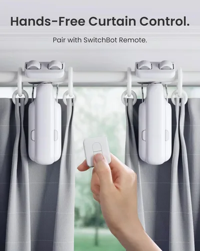 Miniatura 4 de SwitchBot - 2 paquetes de abridor de cortinas inteligente automático con Hub3 - Control remoto Bluetooth con aplicación/temporizador, motor de alto