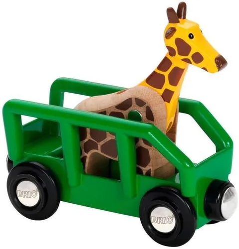 BRIO World - 33724 Juego de jirafa y vagón | Accesorio imaginativo de tren de juguete para niños | Madera certificada FSC | Diseñado para niños