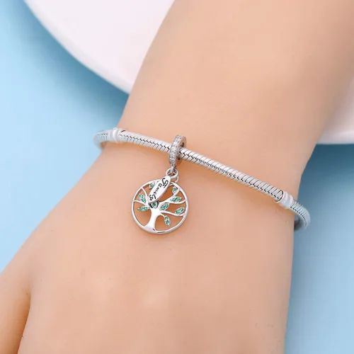 Miniatura 5 de SOUKISS Abalorio de plata de ley 925 con diseño de árbol de la vida familiar para pulsera europea
