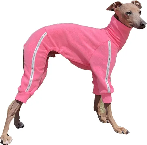 Miniatura 52 de D Doggy Star - Suéter de galgo italiano de cuello de tortuga, conjunto de mono de vellón cálido, ropa de Whippet para perro (XL, azul marino Pkt)