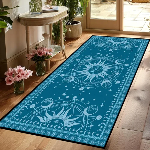 Miniatura 37 de 5' X 7' Alfombra con diseño de sol y luna, alfombras boho celestiales para dormitorio, sala de estar, estilo bohemio, oculto, media luna, solar