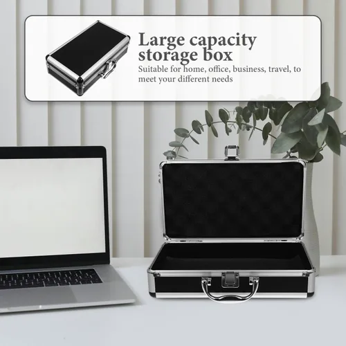 Miniatura 4 de Hemobllo Caja de herramientas de aluminio de 11 x 6 x 3 pulgadas, funda de capa de espuma con cerradura para herramientas organizadas, medicamentos