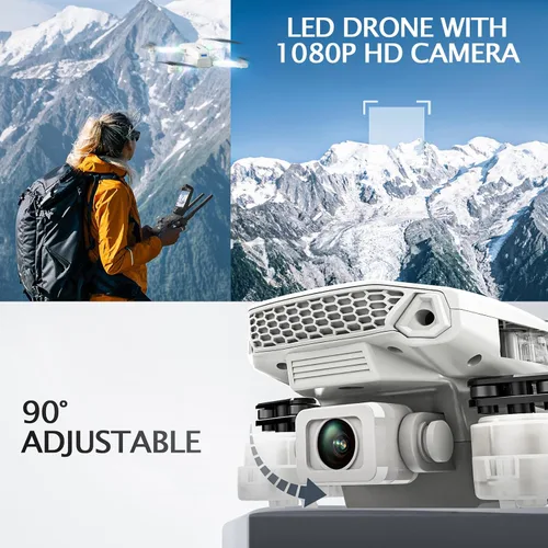 Miniatura 4 de Drone con cámara 1080P HD - Mini drones FPV plegables con luces LED para adultos, niños y principiantes, juguetes y regalos, cuadricóptero RC