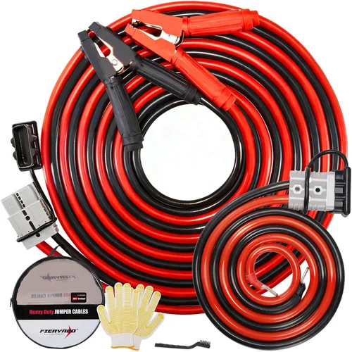 Miniatura 13 de FIERYRED Cables de puente de conexión rápida de calibre 0 de 30 pies, cables de refuerzo resistentes de 1200 A con bolsa de viaje, cable de arranque