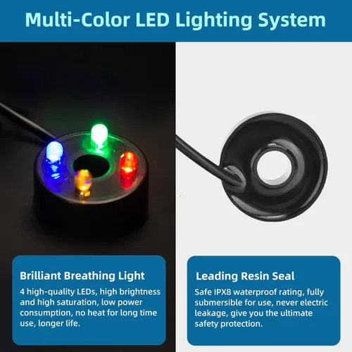 Miniatura 3 de DaToo Mini bomba de agua sumergible con luz LED 50gph 3W pequeña bomba de agua ultra silenciosa con tubo para acuario tanque de peces estanque al