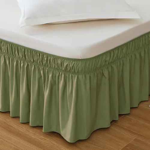 Miniatura 20 de MEILA - Faldón de cama envolvente con tres lados de tela y elástico, con volantes de 14 pulgadas, caída a medida, fácil de instalar, resistente a