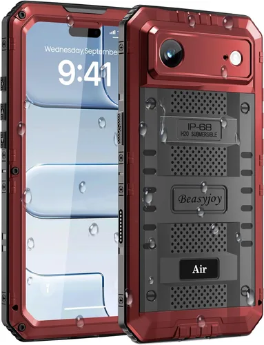 Miniatura 37 de Beasyjoy - Funda impermeable para iPhone 13 Pro, carcasa de metal con protector de pantalla integrado, carcasa protectora de cuerpo completo de Negro