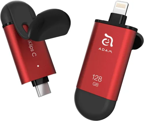 Miniatura 8 de ADAM elements iKlips C MFi certificado Lightning + USB C Flash Drive para iPhone, iPad Pro, Mac, PC, Android, Touch ID/Face ID seguro (negro, 128 GB)