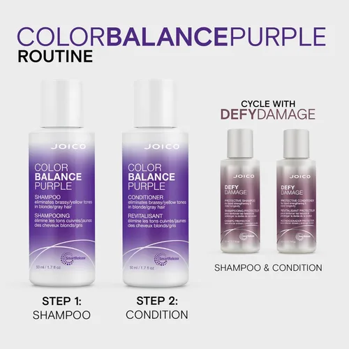 Miniatura 6 de Joico Color Balance Purple Shampoo For Cool Blonde or Gray Hair Eliminate Brassy Yellow Tones Boost Color Vibrancy & Shine UV Protection